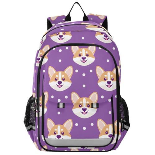 Sac à dos ordinateur enfants Corgi violet idéal pour le collège