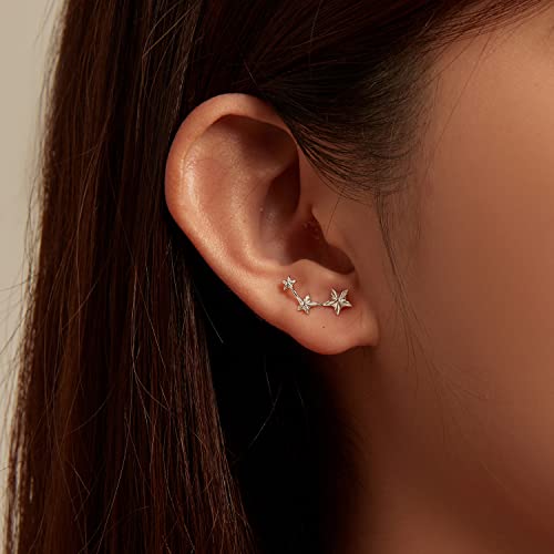 Boucles d'oreilles étoiles simples pour femmes en argent chic - 6