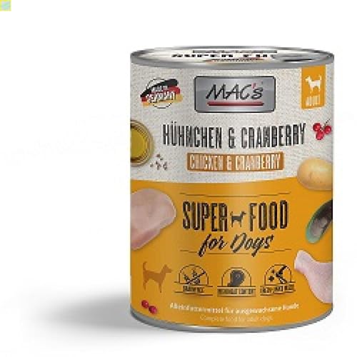 6 x MACs Dog Hühnchen & Cranberry 800g