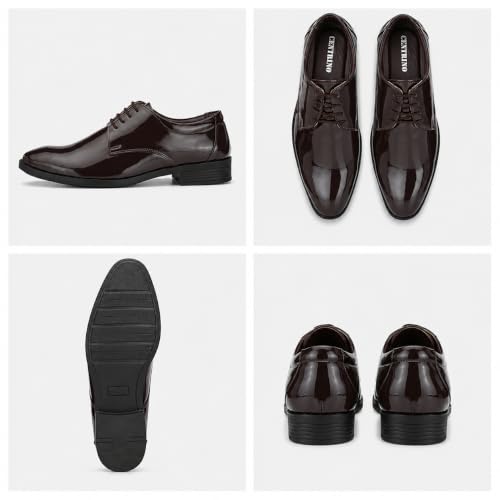 Image of Centrino Formal Shoes for Men | Glossy Lace-Up Derby Dress Shoes | Comfortable Stylish Footwear for Office, Parties & Business Wear | Sleek Classic Design (8233)