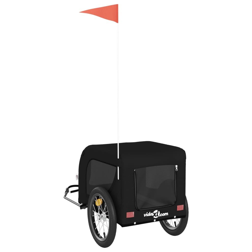 Remolque de bicicleta para perros, color naranja y negro, de tela Oxford y hierro con marco de metal, plegable, resistente y suave, ideal para viajes, senderismo, visitas al veterinario y vacaciones