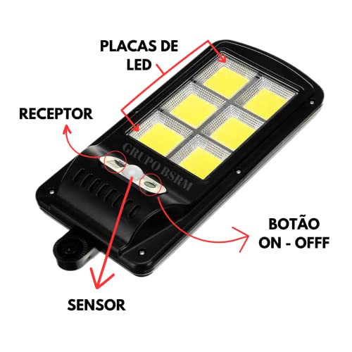 Luminaria Solar Poste Lâmpada Led Refletor Arandela De Parede Área Externa Jardim Sensor de Presença