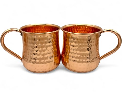 Wooden Baker 100% Pure Copper Mugs – Handcrafted Hammered Copper