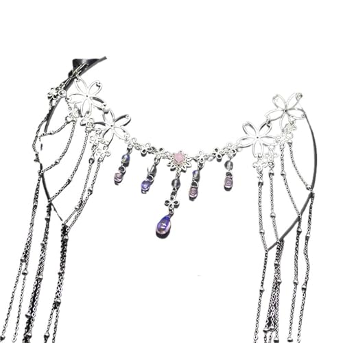 Chaîne de tête mariage et coiffure de mariée bohème avec pendentif goutte