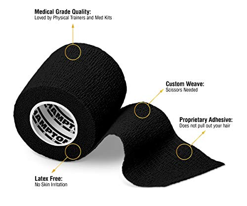 (14-Pack) 2” x 5 Yards | Black Self Adhesive Bandage Wrap – Breathable Self Adherent Wrap for People & Pets - Athletic Elastic Cohesive Bandage for Sports Injury: Ankle, Knee & Wrist sprains