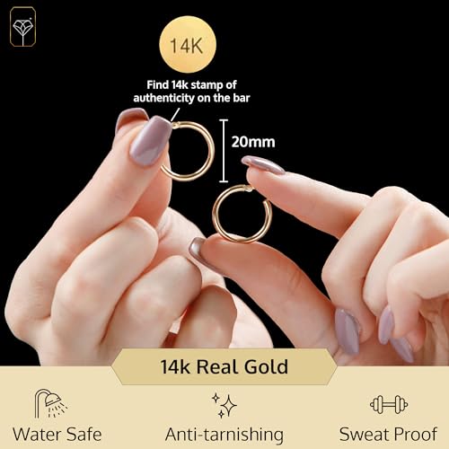 14k Gold Hoop Earrings for Women | Hypoallergenic Small to Large 12MM to 50MM Hoop Earrings with Secure Click Tops |14k Yellow or White Gold Classic Hoops in 2MM Thick Tube by MAX + STONE2