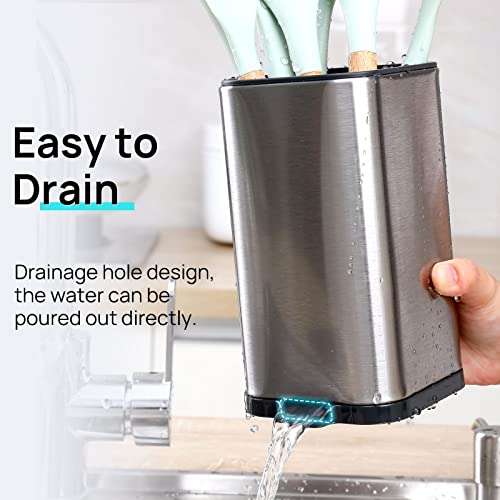 Image of LIBODOUR Kitchen Utensil Holder For Countertop Organizer Stainless Steel Kitchen Storage Utensil Silverware Organizer Caddy Small Capacity Flatware Spoon Spatula