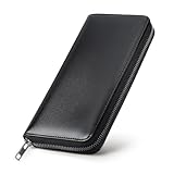 [Ziegler] 財布 メンズ 長財布 本革 人気ブランド 一流の財布職人によって作られた 大容量 スムーズジッパーを 防犯 暗格カード入れ 小銭入れ 紳士用 ビジネス おしゃれ 牛革（1. ブラック）