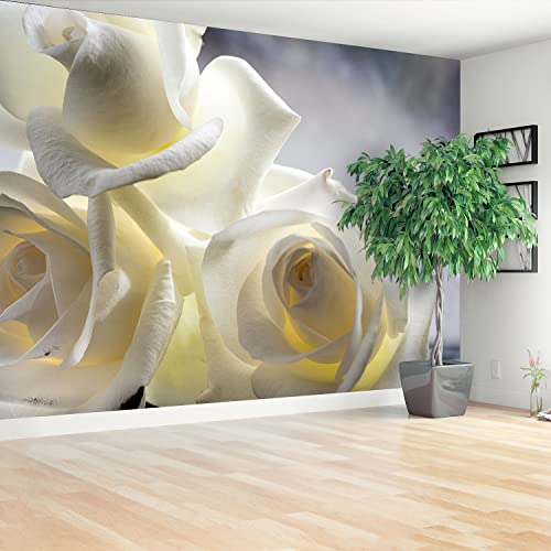 Décor mural camouflage floral Tulup grand format roses blanches