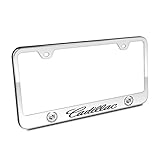 Au-Tomotive Gold, INC. Cadillac Chrome Stainless Steel License Plate Frame, Black, 12'x6'