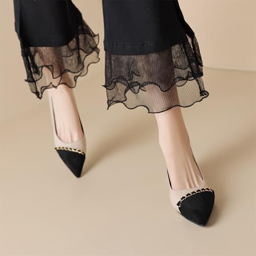 Women's Cap Closed Pointed Toe Pumps Low Block Heel Slip-On Work Office Church Casual Dress Basic Metallic Two Toned Shoes Business Comfortable Party All Weather Daily Wear Flats4