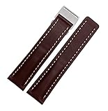 breitling heritage chronograph  Richie strap Uhrenarmband aus Leder, 22 mm, 24 mm, Faltschließe für Breitling Superocean Héritage, Braun (silberfarbene Schnalle), 24 mm, Riemen