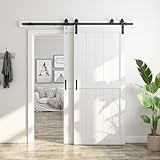 SmartStandard 36in x 84in Double MDF Sliding Barn Doors with 6.6FT Bypass Barn Door Hardware Kit, Save Space, Waterproof, Easy Install, Fit 60in-64in Openning, White