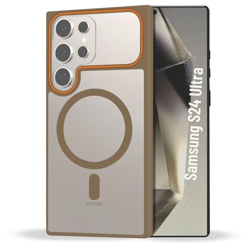 Image of AIBEX Protective Magnetic Case for Samsung Galaxy S24 Ultra 5G | Slim Protective Back Cover with Camera Lens Protection, Strong Magnetic Support & Anti-Slip Grip|Military Grade Drop Protection- Brown