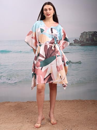 Women's Kaftan Dress Comfortable V-Neck Beach Cover Up Sheer Sexy Swimwear Flexible Size2