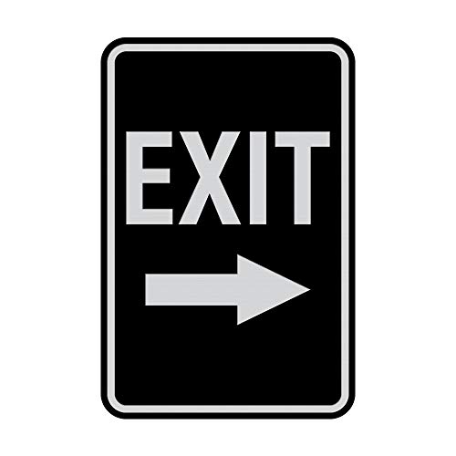 Panneau de signalisation sortie droite au fini noir argent premium
