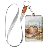 Western-Cowboyhut, große Wildnis, Leder-Namensschild-Halter mit Umhängeband und 3 Karten-Kapazität, Ausweishalter für Büro, Krankenhaus und Führerschein