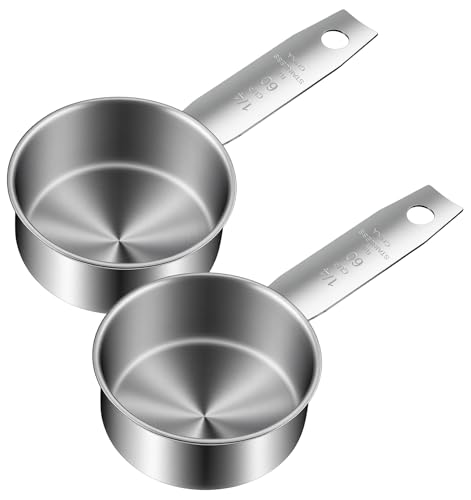 2 piezas cucharas medidoras de 1/4 taza acero inoxidable miniatura 7