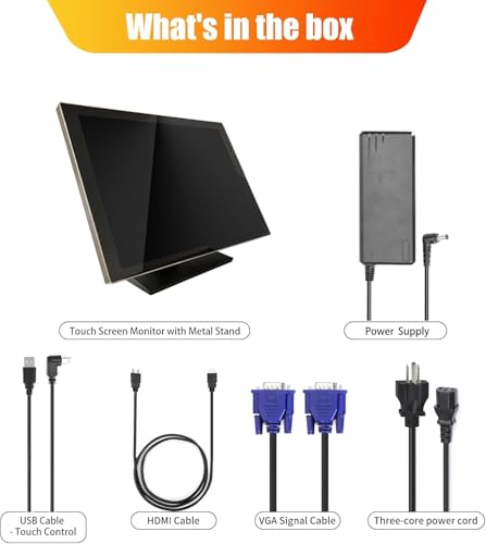 Image of ANGEL POS Commercial-Grade 19 inch Sturdy Aluminum Frame 4:3 Capacitive Touch Screen Monitor, 1280x1024, Splash-Proof Glass, Bezel-Free Design, Metal Casing & Base, Back Control Buttons,