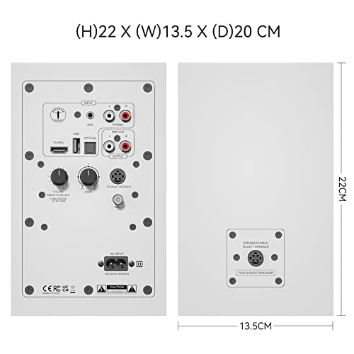 ABRAMTEK X30 Enceintes actives PC Bureau Proche Haut-parleur Bluetooth pour Home Cinéma Entrée Optique, Préampli Phono, Blanc (paire) - Les Beatles, Paul McCartney, John Lennon, RIngo Starr, George Harrison ABRAMTEK X30 Enceintes actives PC Bureau Proche Haut-parleur Bluetooth pour Home Cinéma Entrée Optique, Préampli Phono, Blanc (paire) – Image 3