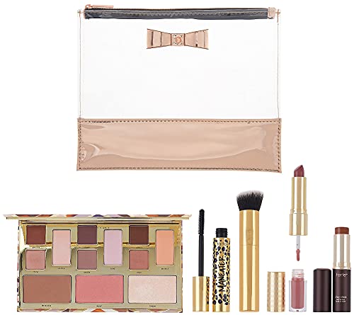 TARTE Tartelette 5-Piece Makeup Bag Must-Haves, Maneater Mascara, Amazonian Clay Stick DEEP, Clay Play Eye & Cheek Palette, Lip Sculptor, Blender Brush, Bag