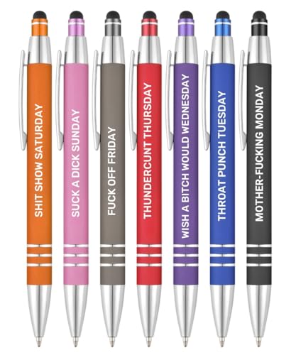 Funny Offbeat Weekday Pens Set of 7