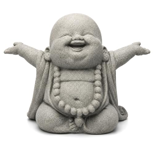Estatua buda de piedra arenisca para decoración Feng Shui miniatura 1