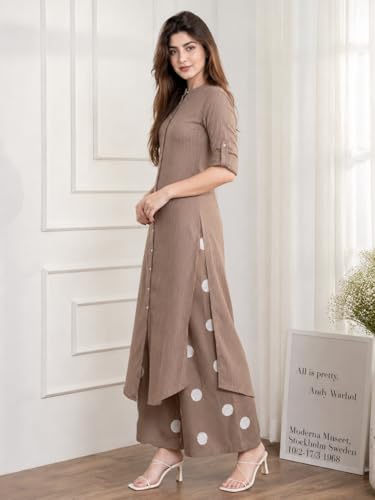 Image of Celary Women's Kurtas & Kurtis|Striped Straight Kurti with Printed Palazzo Pants|Ethnic Kurti Set for Woman|Casual Suit Set for Women with Size S to 3XL|Stylish Dress for Woman