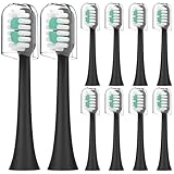 Compatible with AquaSonic Icon Electric Toothbrush Replacement Toothbrush Heads,for AquaSonic Icon Electric Toothbrush,with Dust Cover,10 Pack (Onyx, Medium)
