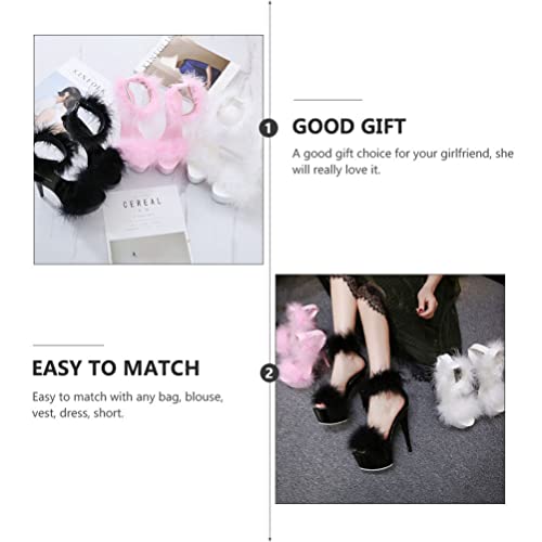 LIFKOME Open Toe Ankle Strap Fluffy Platform Heel for Women Sandal High- Heeled Shoes Women Dress Sandals Ankle Strap Clear Platform Sandals2