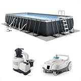 INTEX 26363EH Ultra XTR 24ft x 12ft x 52in Above Ground Swimming Pool Set with Sand Filter Pump and Automatic Pool Floor Cleaner