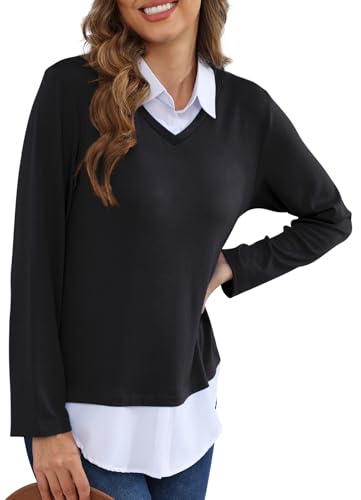 Image of MISS FORTUNE Collared Sweater Women Ladies Womens Long Sleeve Sweaters Tops 2025 Fashion