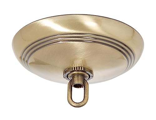 Image of B&P Lamp Antique Brass Screw Collar Ribbed Ceiling Light Canopy Plate Kit