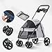 Small Dog Stroller with Cup Holder and Rain Cover, Pet Pram for Cats/Dogs, Lightweight Folding Oxford Fabric Stroller (Blue)(Grey)