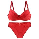 BCHRAYIUP Damen Sexy Bügel gepolsterter BH Plunge Volle Cup Dessous Höschen BH Set 100-A