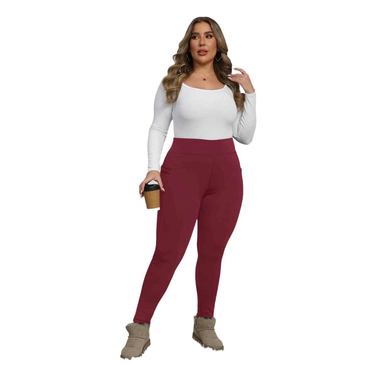 Leggings de yoga para mujer con bolsillo ideales para paseos invernales al exterior