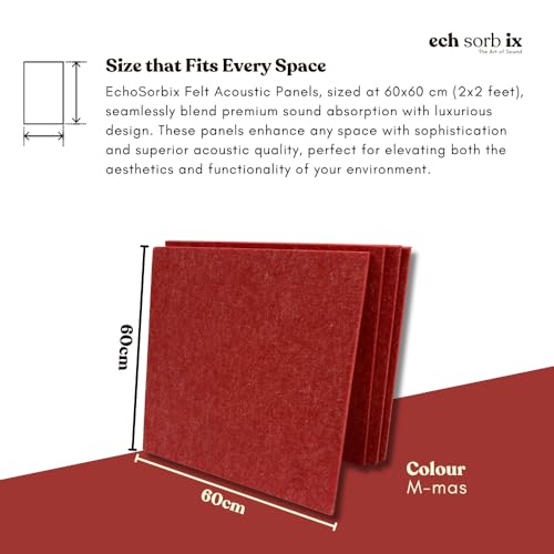 Image of MMT Acoustix Premium Felt Acoustic Panels for Offices, Bedrooms & Studios | Sustainable PET Felt Panels for Echo Reduction & Sound Absorption | 2x2 Ft, 9mm Thick | X-Mas - Pack of 8