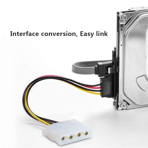 Image of PriEnt Molex to SATA Power Adapter Cable, 15 Pin Male SATA to 4 Pin Molex Female Connector, Strong Power Conversion Cord for Hard Drives and Optical Drives, Secure Fit, Pack of 1