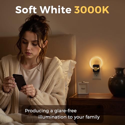 Image of L LOHAS LED Night Lights Plug into Wall, Plug in Night Light with Light Sensor, 3000K Soft White, 0-100LM Brightness Adjustable, Acrylic Nightlight for Bathroom Bedroom Hallway