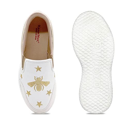 Image of KazarMax Women PU Embroidered Slipon Sneakers | Loafer| Casual Shoes