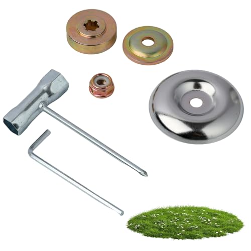 Kit de Fijación Universal para Cortacésped y Máquinas de Riego, Incluye Tuercas de Cuchilla, Placas y Llaves, Compatible con Modelos de Seis Dientes, Set de 6 Piezas en Metal Resistente