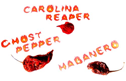 1x carolina reaper 1x ghost pepper 1x habanero piment entier séché sec - piments les plus forts du monde Cover