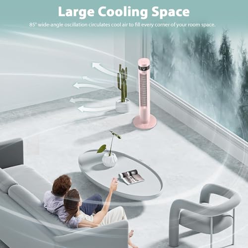 Image of Antarctic Star Tower Fan 85Oscillating Fan Quiet Cooling 12H Timer Remote Control Bladeless Electric 3 Speeds Wind 3 Modes, 35INCH, PINK