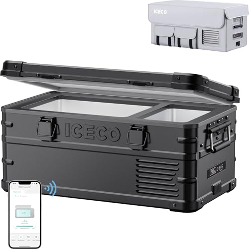 Image of ICECO APL20 Portable Refrigerator with Cover, 21L Aluminum 12 Volt Freezer, Car Fridge with SECOP Nano Compressor, -4℉~68℉, 12V Electric Cooler Powered by AC /DC or Solar, for Vehicles, Travel