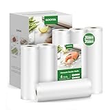 Kootek Vacuum Sealer Bags for Food, 6 Rolls for Custom Fit Food Storage, Meal Prep or Sous Vide, 8' x 20' (3 Rolls) and 11'x 20' (3 Rolls) Commercial Grade Vacuum Seal Freezer Bags Rolls