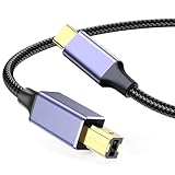 YAMCOWL USB B to C プリンター接続ケーブル、USB Type-C to Type-B 変換ケーブル、金メッキコネクタとフェライトコア付き、高耐久性、オーディオDAC、ミキサー、MIDIキーボード、デジタルピアノ、DJコントローラー、プリンター、スキャナー、ファックスなどに対応（0.5m）