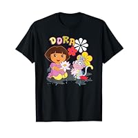 Dora the Explorer Boots the Monkey Flowers in the Rain T-Shirt