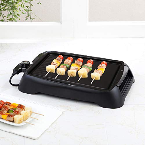 CukAid Non-Stick Griddle Grill Pan,2-in-1 Cast-iron Double Burner Griddle, Griddle Pan Cookware for Electric Grill, Induction Stovetop and Gas, 19\" x 9.5\", Dishwasher Safe, Black