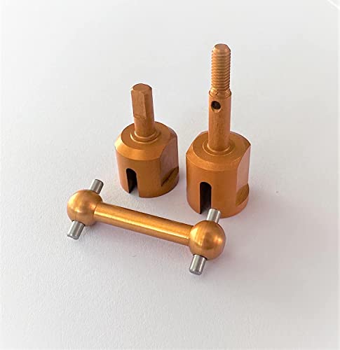 PrecisionGeek Orange Aluminium Alloy Axle Shaft Dog Bone & Wheel Adapter Set for Tamiya TT01 / TT02 1:10 RC
