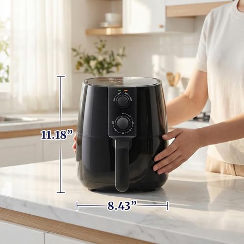 Image of Elite Gourmet EAF4617 Digital Hot Air Fryer, Oil-Less, 1350W, 4Qt, Black | Healthy Cooker, Timer & Temperature Controls